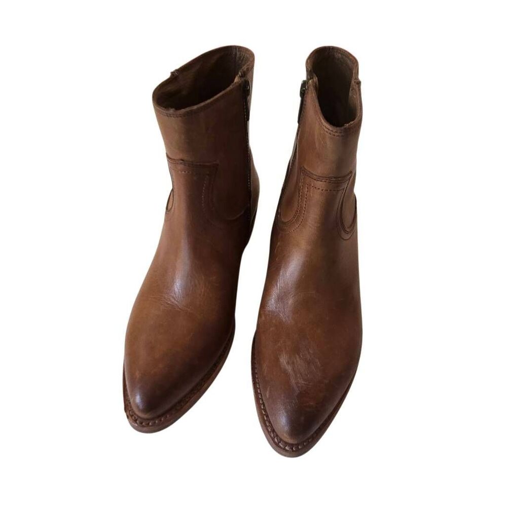 Frye Womens Billy Inside Zip Leather Caramel Bootie Size 8.5B - Picture 7 of 12